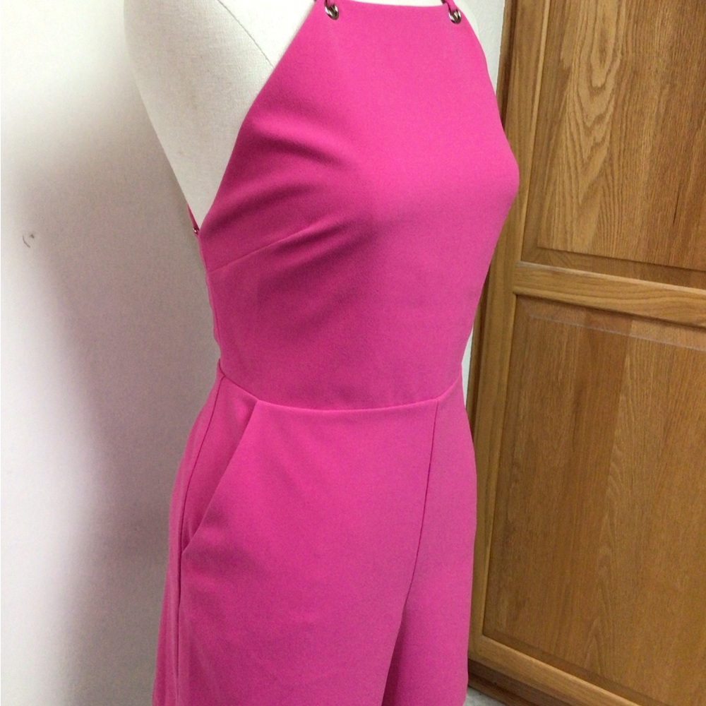Hot Pink Backless Short Jumpsuit by BeBe